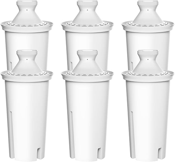 6 Pack Water Filter Replacement for Brita Filters, Pitchers and Dispensers, Classic 35557, OB03, Mavea 107007, Grand, Lake, Capri, and More, NSF Certified, BPA-Free