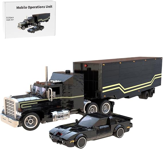 Mobile Operations Unit Building Blocks Set, Retro Design Blocks Model with Trailer & Semi-Trailer Truck, Stunning Display & Decor Model, Gift for Displays & Adult Enthusiasts (3106PCS)