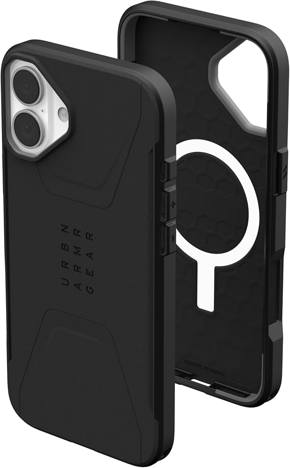 URBAN ARMOR GEAR UAG Designed for iPhone 16 Plus Case 6.7" Civilian - Compatible with MagSafe Charging Rugged Slim Sleek Shockproof Anti-Slip Military Grade Protective Cover, Black