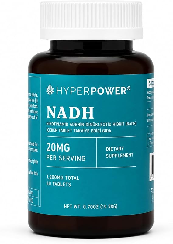 Hyperpower NADH (Nicotinamide Adenine Dinucleotide) 20 mg | 60 Tablet, 1200 mg Toplam | Made in USA
