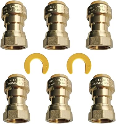 HQMPC Push Fitting Straight Coupling with Union 34X34 6Pcs Push-to-Connect Plumbing Fitting for Copper, PEX, CPVC 6pcs 34
