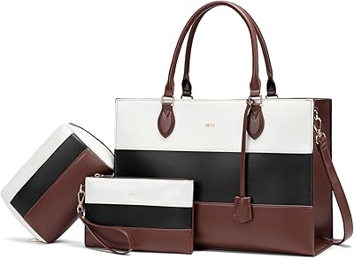 Keyli 3pc Sets Laptop Bag for Women,15.6 Inch Work Tote Bags Waterproof Leather Business Computer Briefcase Shoulder Handbag