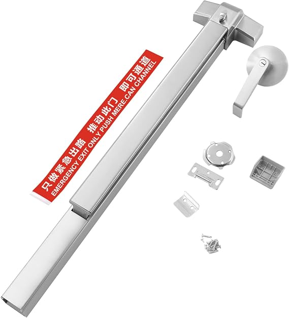 Panic Bar Exit Device, Push Bar for Exit Doors, Keyed Entry, Easy Installation, Silver, 31" x 5.9" x 2.3"