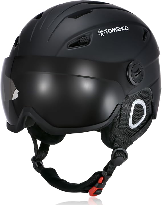 TOMSHOO Ski Helmet and Goggles Set Skateboard Helmet Adjustable Windproof Warm Detachable Liner Snow Winter Sports Helmet for Men Women