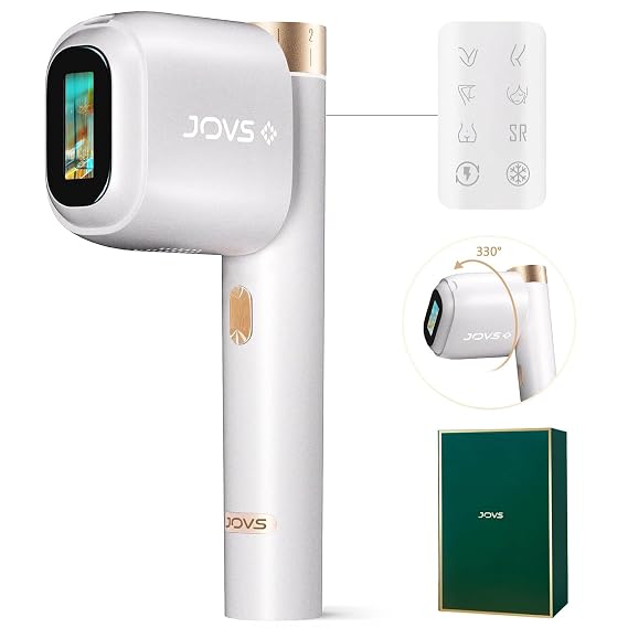 JOVS [24J Energy] IPL Hair Removal, 37F Painless Sapphire Ice-Cooling Tech, 6 Modes for Whole Body Hair Removal Device, 2 in 1 Skin Rejuvenation, 330 Rotation Hair Removal for Women Permanent-White