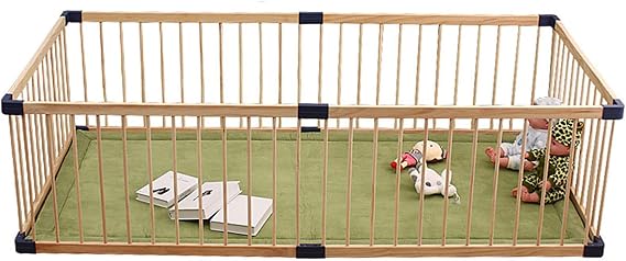 Natural Wooden Baby Playpen, 150x200cm 160x180cm 180x200cm Large Baby Fence, Toddler Playpen, Infant Crawling Fence, Indoor Outdoor Children's Activity Centre,180x180cm