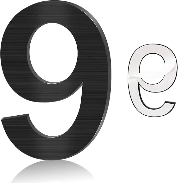 Stainless Steel House Number,5 Inch Self-adhesive House Numbers,Brushed Metal Modern House Numbers, Garden Door Mailbox Decor Number, 911 Visibility Signage