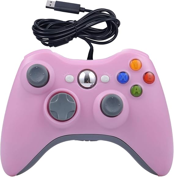 ONE250 USB Wired Game Pad Controller, Compatible with Xbox 360, Xbox 360 Slim, Windows PC - Replacement USB Wired Gamepad (Pink)