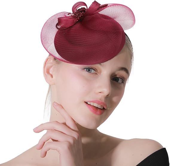 Fascinator Hats for Women Girls Tea Party Cocktail Hat Vintage Pillbox Hat Headwear with Veil Clip 20s 50s Hat