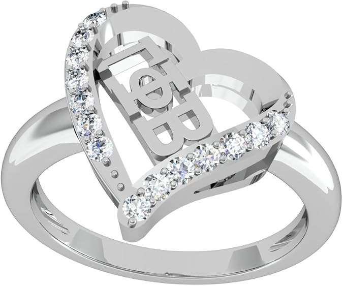 Gamma Phi Beta Heart Silver Ring