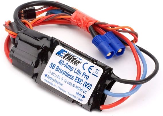 E-flite 40-Amp Lite Pro Switch-Mode BEC Brushless ESC V2 EFLA1040LB Speed Controls Aircraft