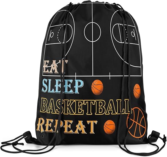 jejeloiu 13"x15.7" Basketball Drawstring Backpack Basketball Sports Drawstring Sackpack Sports Game Drawstring Bags for Ball Games