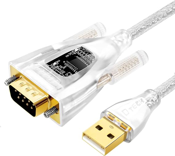 DTECH USB to Serial Adapter 9 Pin RS232 to USB Cable DB9 with FTDI Chip FT231 Chipset RS-232 Data LED Light Detect Support Windows 11 10 8 7 XP Mac OS Linux, 1.5-Foot