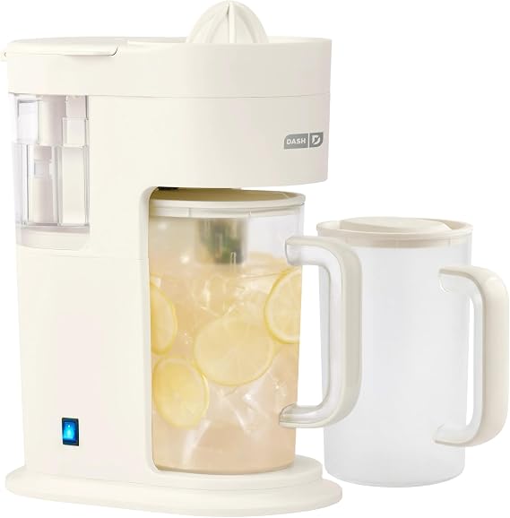 Dash Summer SippersTM Lemonade Maker & Electric Citrus Juicer - Dissolves Sugar, Juices Over Ice - Lemon Squeezer Machine - Make Fresh Orange & Lemon Juice - Two 32oz Pitchers & Infuser Cylinders
