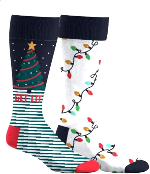 Gertex Mens Christmas Holiday Socks, 2 Pack Crew Socks