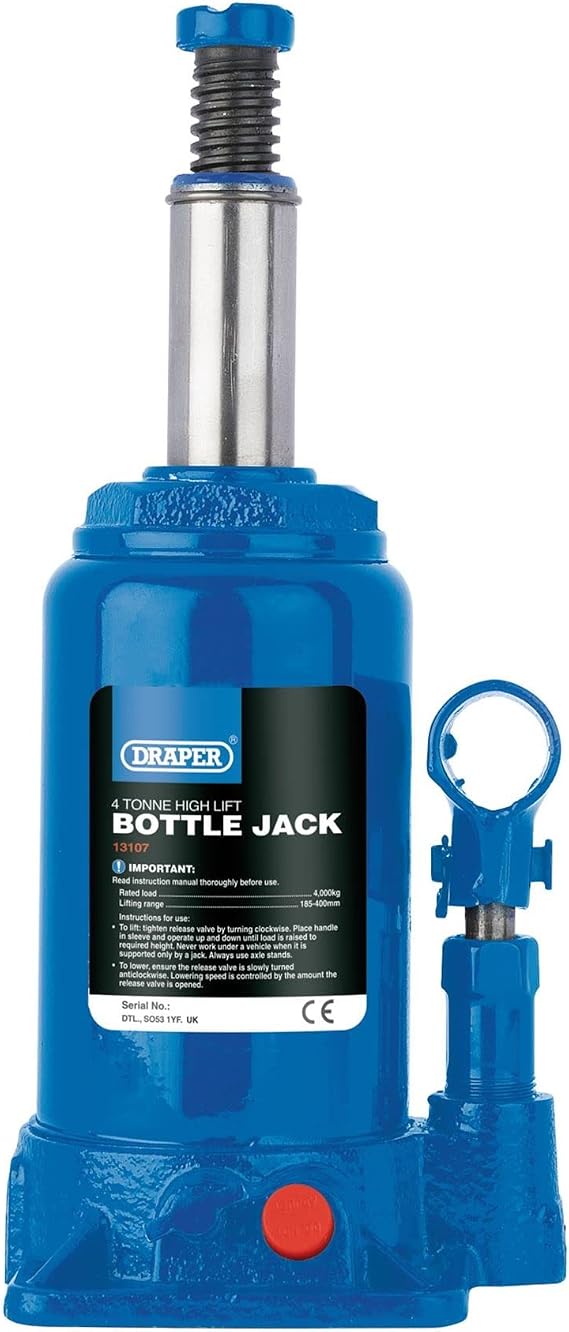 Draper 13107 High Lift Hydraulic Bottle Jack (4 Tonne)