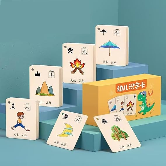 Chinese Character hanzi Card Pictographic Literacy Pinyin Chinese Vocabulary Book Chinese Character Cards Mandarin Flash Cards(1-1500 pictographs)