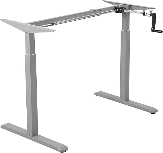 Maclean MC-790 Desk Frame Office Table Frame Manual Height Adjustable Table Frame Up to 60kg Max. Height 120cm Manual Height Adjustment Desk Frame - Sit or Stand Work Place Grey