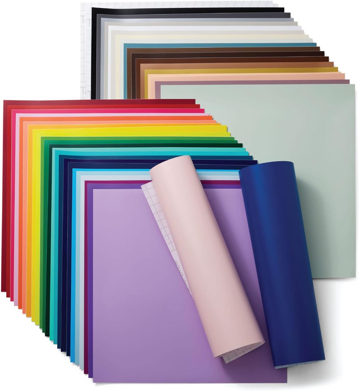 Cricut Removable Vinyl - Everything Sampler, 12x12 Vinyl Sheets and Transfer Tapes, Create Long-Lasting DIY Projects, Durable Adhesive Vinyl for Cricut Machines, Pack of 45 with 40 Colors