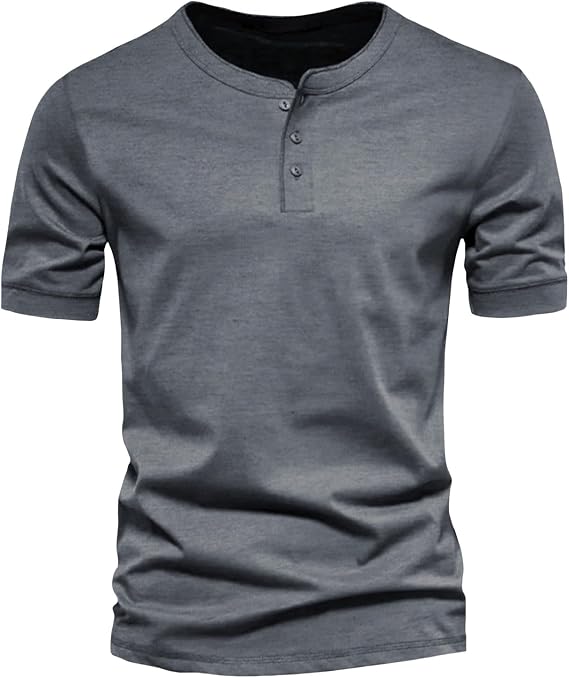 Henley Shirts for Men Short Sleeve Casual Button Up T-Shirt Basic Plain Tee Lightweight Summer Tops
