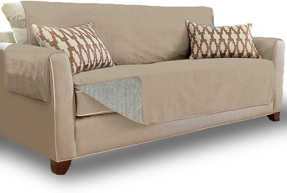 Gorilla Grip Original Soft Sofa Protector, XL Oversized, 78" Seat Width, Patented Slip Resistant Durable Furniture Slipcover with Straps, Suede-Like Washable Couch Cover for Dogs, Kids, Pets, Taupe