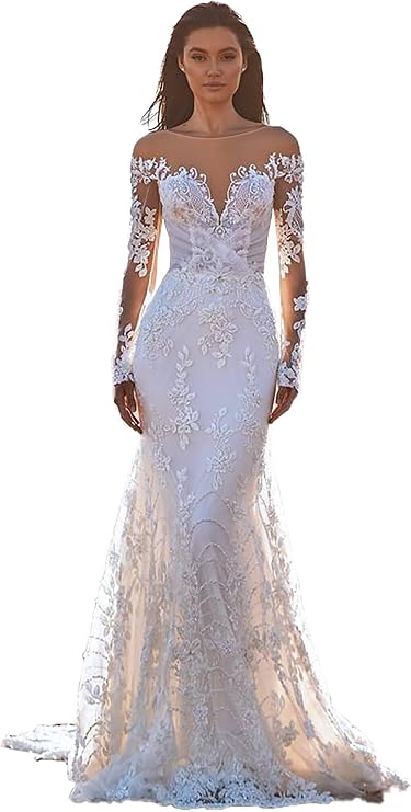 Long Sleeve Wedding Dresses with Train