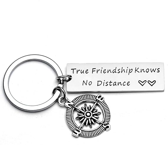 YEEQIN Friends Leaving Keychain - Long Distance Friendship Best Friend Gift - Goodbye Farewell for Friend (Style - True Friendship)