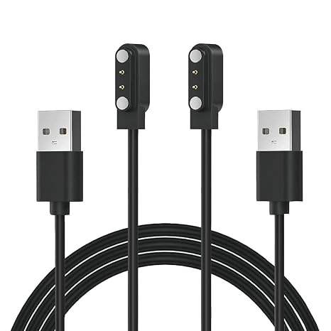 [2-Pack] Compatible with BIGGERFIVE Brave 2 Smartwatch Charger, Magnetic USB Charging Cable for BW02&BW01 (not for Vigor 2L) (Black&Black)
