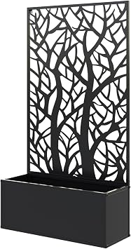 Garden Bed Galvanized Planter,Garden Bed with Privacy Pan(Black)
