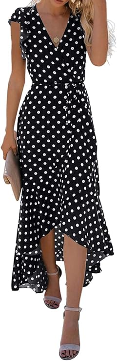 GRECERELLE 2026 Women's Spring Summer Boho Floral Print V-Neck Faux Wrap Maxi Dress for Wedding Guest, Graduation, Party