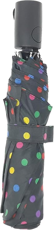 totes Basic auto open umbrella ~ 42" Coverage ~ Colorful dots on black
