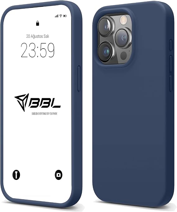 Babylonian iPhone Case Thin Liquid Silicone 3 Layer Fully Coated Soft Gel Rubber Case Cover (Navy Blue, iPhone 12 Pro Max)