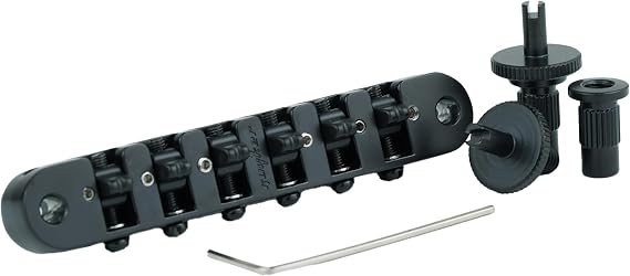 Guyker Guitar Adjustable Locking Bridge, Zinc Alloy Bridge with String Space 10.4mm Replacement Part for Electric Guitars(GM010, Black)
