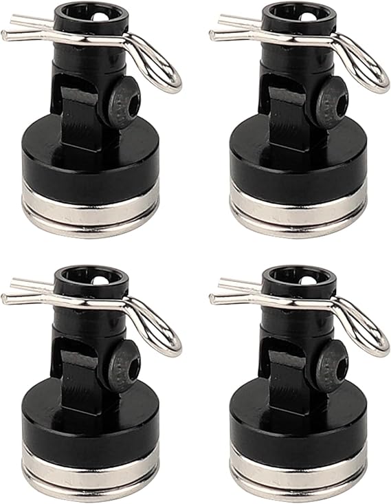 4PCS RC Magnetic Body Post with Clips,Alloy Magnetic Stealth Invisible Body Shell Mount Column Compatible with HSP Redcat Himoto Traxxas SCX10 4WD 1/10 RC Car (Black)