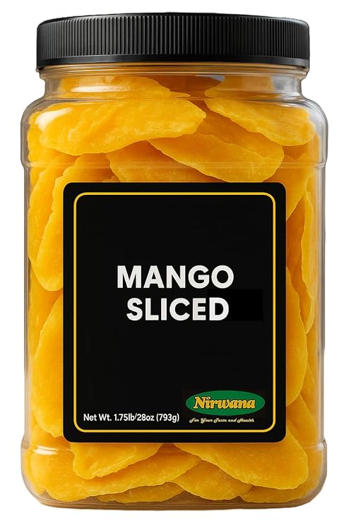 Mango Slices Jar Dried Fruit for Snacking, Baking, and Gift Baskets