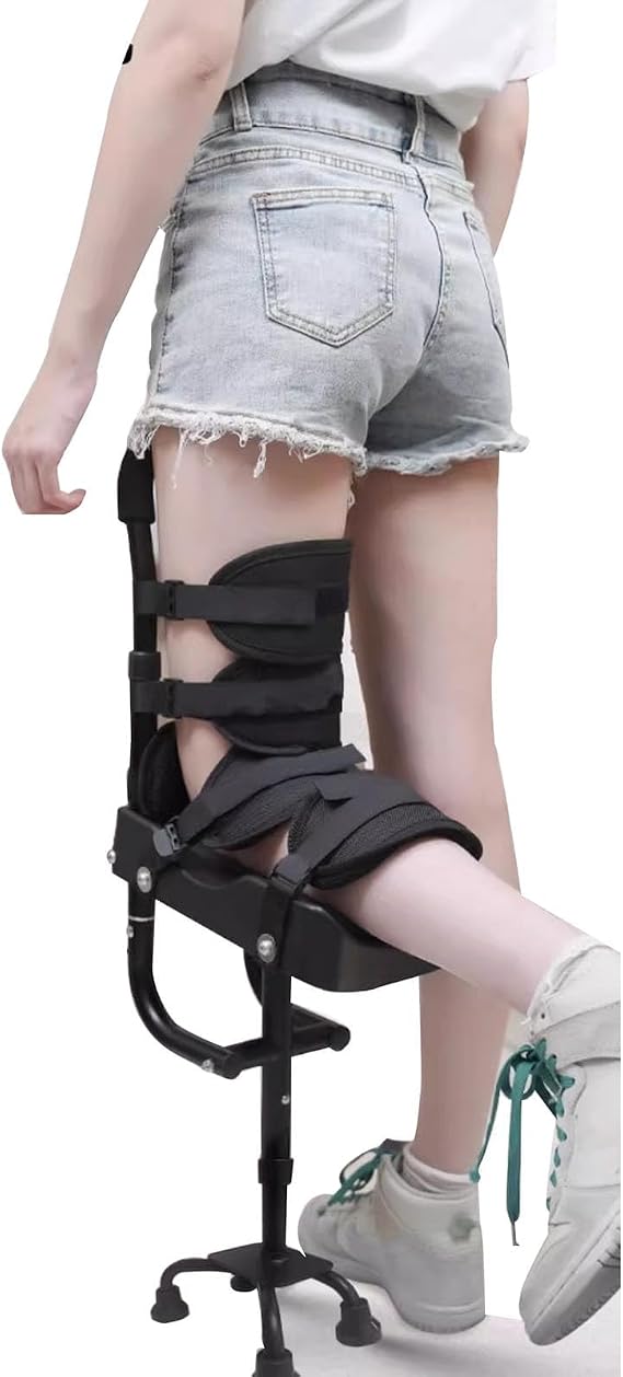 Hands-Free Crutches Single Leg,Height Adjustable Walking Aid for Pain-Free Knee Mobility, Ideal for Disability, Elderly Injury Ankle Fracture Universal Forearm Support