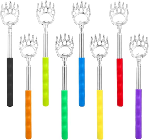 Ohuhu 8 Pack Back Scratcher Telescoping Backscratchers Extendable Back Scalp Scratchers Portable Massager Hand Bear Claw Massage Tool with Rubber Handles for Mother's Father's Day Christmas Gifts
