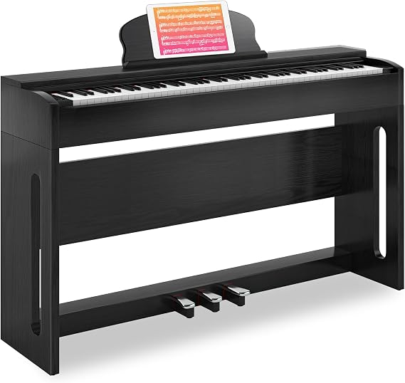 AODSK Weighted keyboard 88-Key Digital Piano with Speakers, Stand & Pedals | Includes Beginner Course, Headphones Jack, Music Stand. Perfect for Student, Home, Daily Practice, Recital, Gift