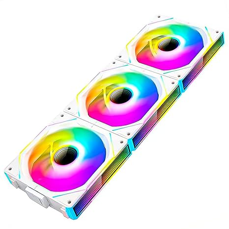 Interstellar V1 120mm PC Case Fans,Infinity Mirror Module Daisy-Chain 5V ARGB PWM Case Fans 120mm Triple Pack Suitable for Computer Case & CPU Cooling (White Reverse)