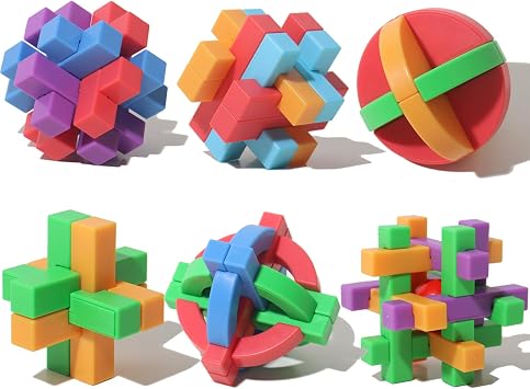 6 Pack Puzzle Games Brain Teasers Toy- 3D Puzzles for Teens and Adults -Logic Puzzle Snake Cube Magic Cube Magic Ball Brain Teaser Intellectual Removing Assembling Toy
