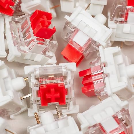 OUTEMU Switches, 3-Pin Hot Swappable - Cherry MX Equivalent DIY Replacement Pack for Mechanical Gaming Keyboards-Parent (Red, 90 Pcs)
