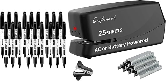 Black Permanent Markers and Electric Stapler,Automatic