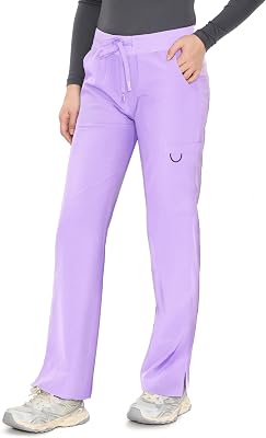 COZYFIT Scrub Pants for Women - Straight-Leg Cargo Pants with 3 Pockets, Drawstring Scrub Pants