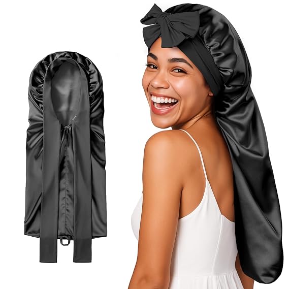 Umisleep 22 Momme Silk Line Bonnet for Sleeping Women, Extra Long, Braids