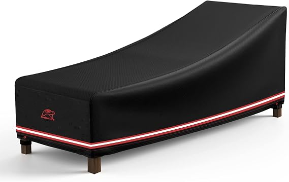 Turtle Life Patio Lounge Chair Cover Waterproof Heavy Duty Outdoor Chaise Lounge Covers with Upgrade Air Vent, 1 Pack - 82L x 32W x 32H inch, Black