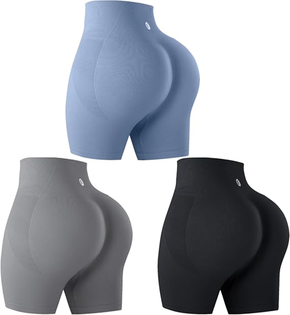 Women's Butt Lifting Gym Shorts, High Waist Workout Set Booty Seamless Pack