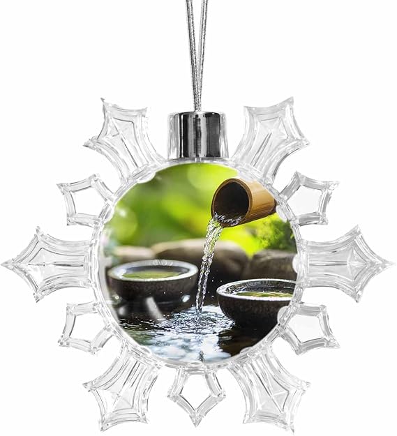 Flowing Water Zen Stones Decorations Indoor Outdoor for Home Office Classroom, Modern Country Abstract Art Hanging Snowflake Ornaments Halloween Thanksgiving Xmas Tree Party Decor