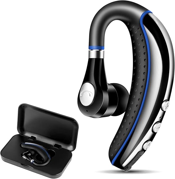 Bluetooth Headset V5.0 Wireless Bluetooth Earpiece with Noise Canceling Mic for Cell Phone Ultralight Business Earphone for Driving/Trucker/Office Earbus for Android/iPhone/Smartphone-Blue