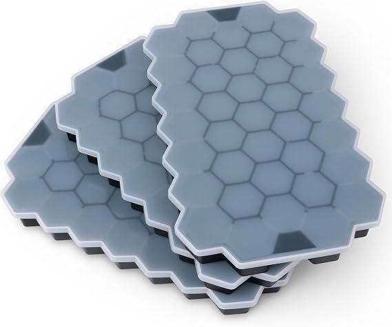 Freezer Ice Cube Trays with Lids, Silicone Ice Cube Trays, Ice Cube Trays with Lids, 3 Pack, Black, Easy Release Reusable for Coffee Bar Accessories