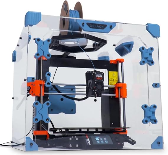 DELACK 3D Printer Enclosure for Bambu Lab A1 Mini, Prusa MK4, MK3 & Mini with LED Light | IKEA Lack Table Enclosure Kit | Ventilation Ready | Plexiglass Panels | DIY Printer Cabinet